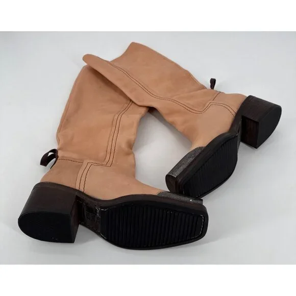 Free People We The Free Beau Tall Rider Boots Size 7 Metal Toe Leather New Read - Picture 2 of 16